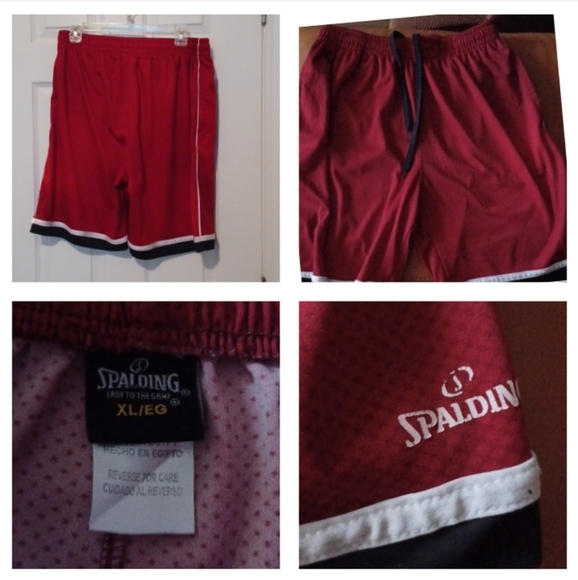 🌺Spalding Red Athletic Shorts with Classic Design - Picture 1 of 12